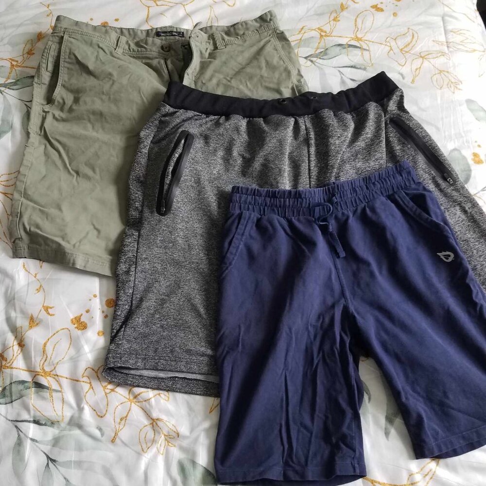 LOT of MENS SHORTS (3) Athletic, Casual, Sizes in Photos (Will Add More to Lot)